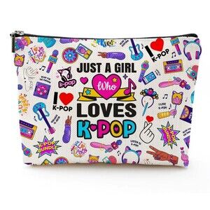K-Pop Makeup Bag Just A Girl Who Loves K-Pop Cosmetic Pouch Music Fan Gift